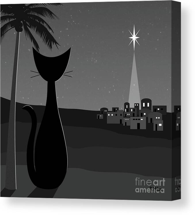 Star Canvas Print featuring the digital art Star of Bethlehem Grayscale by Donna Mibus