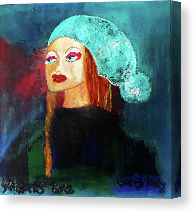 Girl Canvas Print featuring the painting Starbucks Girl by Gabby Tary