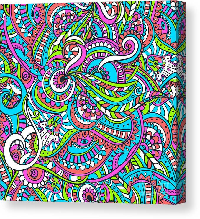 Colorful Canvas Print featuring the digital art Stinavka - Bright Colorful Zentangle Pattern by Sambel Pedes