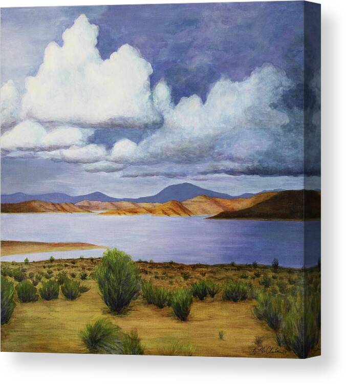 Kim Mcclinton Canvas Print featuring the painting Storm on Lake Powell - right panel of three by Kim McClinton