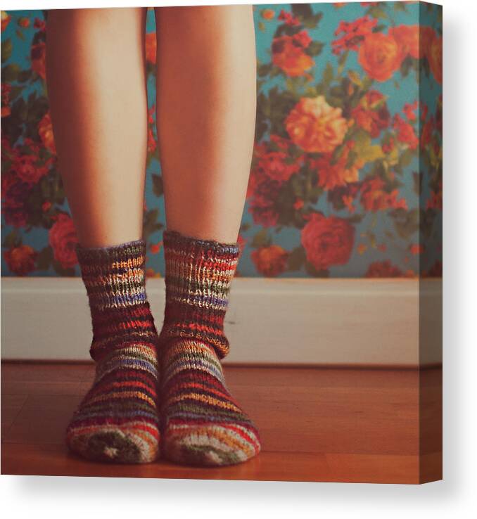 People Canvas Print featuring the photograph Strip socks by Julia Davila-Lampe