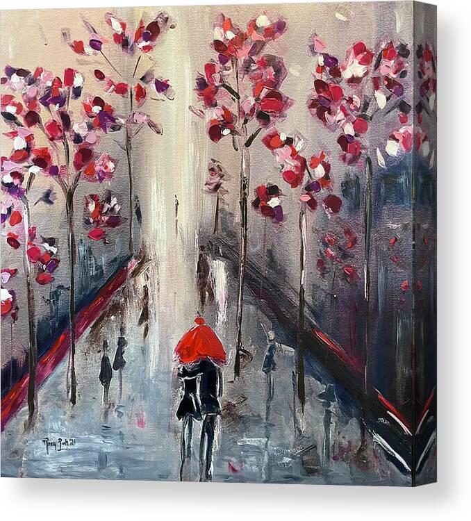 Paris Canvas Print featuring the painting Strolling in Paris 2021 by Roxy Rich