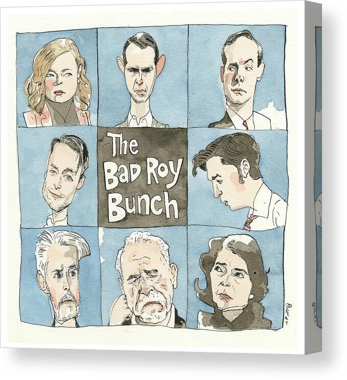 “succession”: Who’s It Gonna Be? Canvas Print featuring the painting Succession Who's It Gonna Be by Barry Blitt