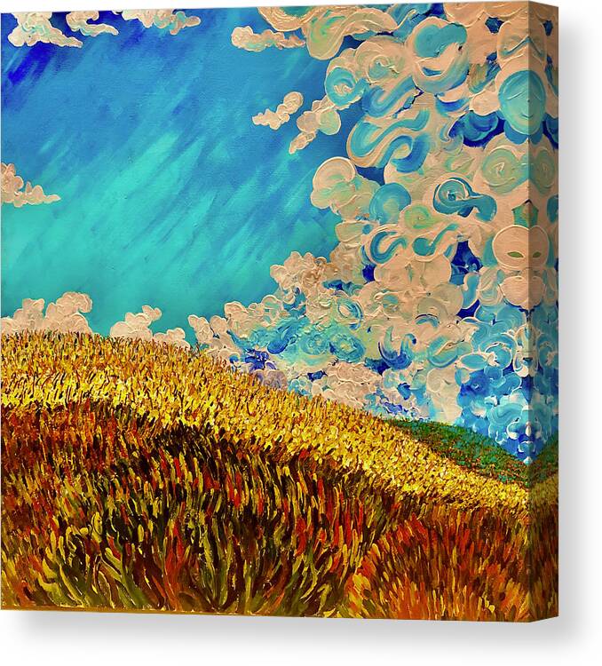 Clouds Canvas Print featuring the painting Suddenly, clouds. Chatsworth Preserve, Los Angeles, California. by ArtStudio Mateo