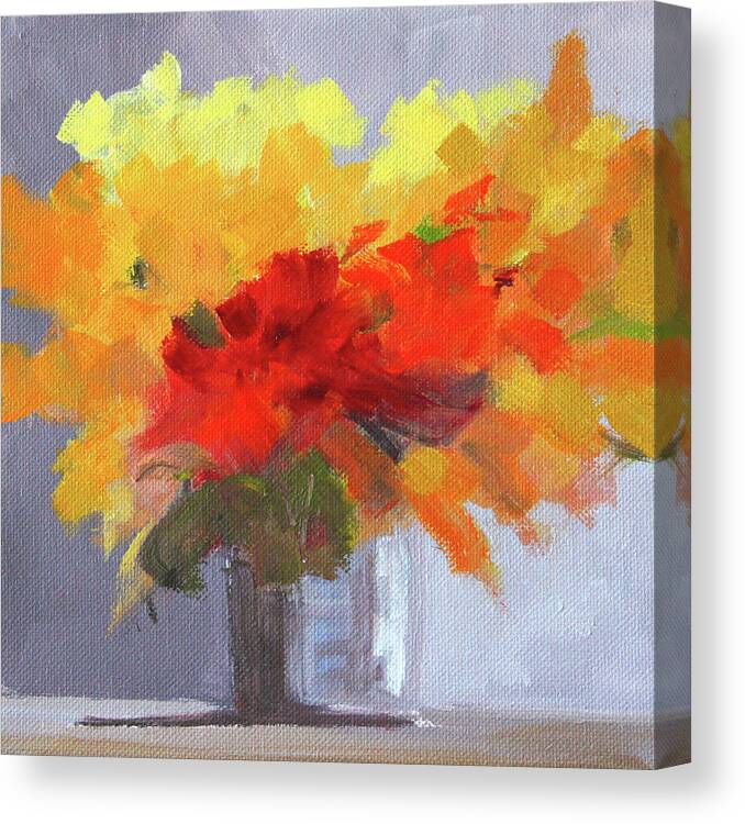 Summer Flowers Canvas Print featuring the painting Summer Color by Nancy Merkle