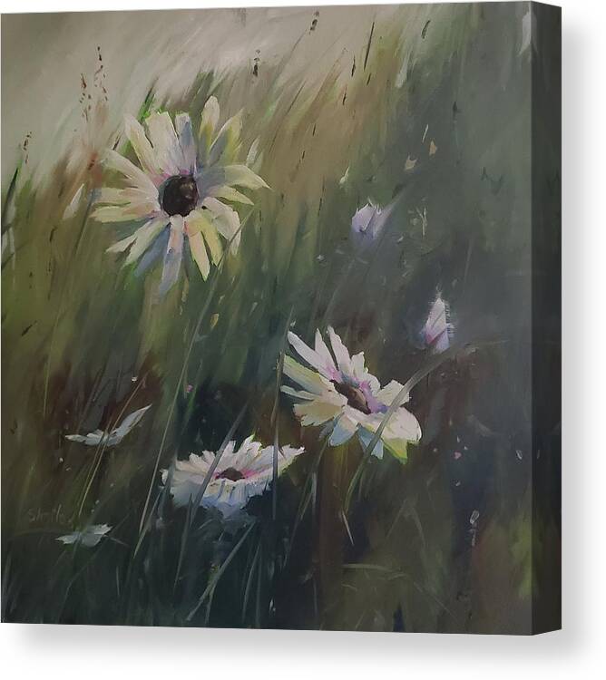 Daisy Canvas Print featuring the painting Summer is Daisies by Sheila Romard