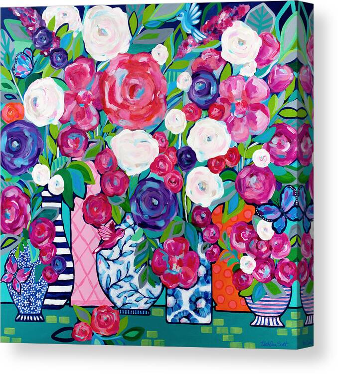 Flowers Canvas Print featuring the painting Summer Soiree by Beth Ann Scott