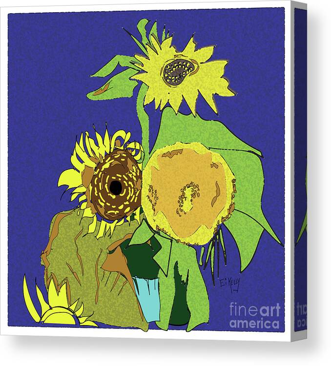 Sunflower Unicef Fundraiser Ukraine Yellow Flower Peace Canvas Print featuring the digital art Sunflower Solidarity by Eileen Kelly