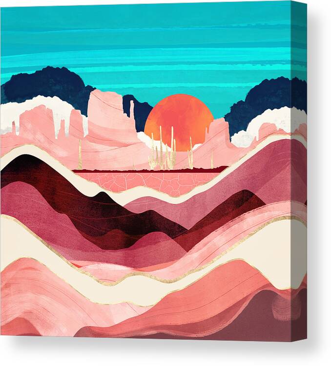 Sunset Canvas Print featuring the digital art Sunset Desert by Spacefrog Designs