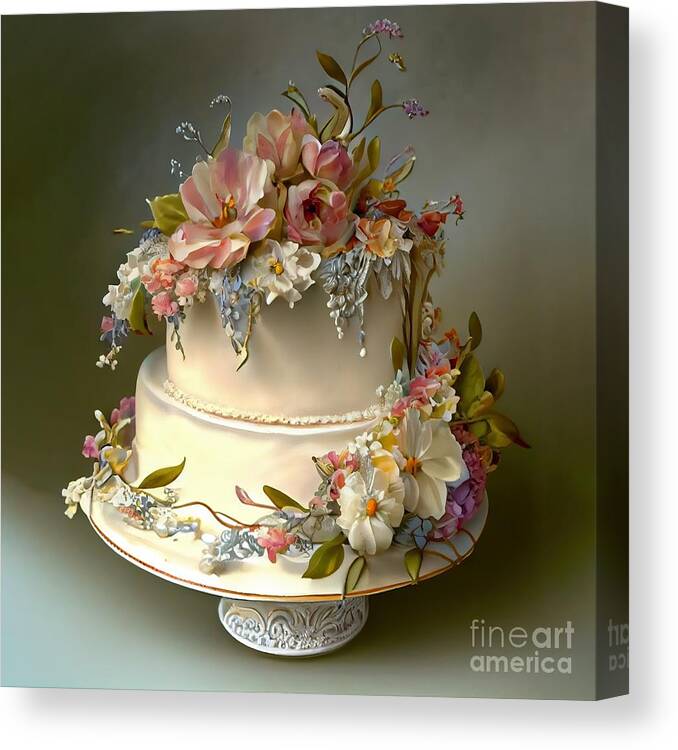 Fancy Cake Canvas Print featuring the painting Sweetness and Light VIII by Mindy Sommers
