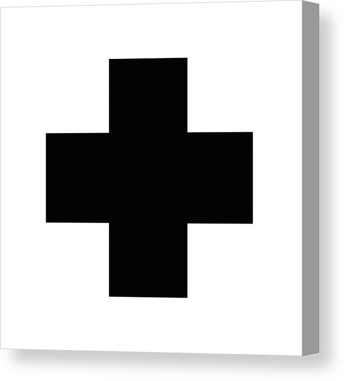 Pattern Canvas Print featuring the digital art Swiss Cross 2 - Plus Cross Pattern - Minimal Geometric Pattern - Saltire - Black by Studio Grafiikka