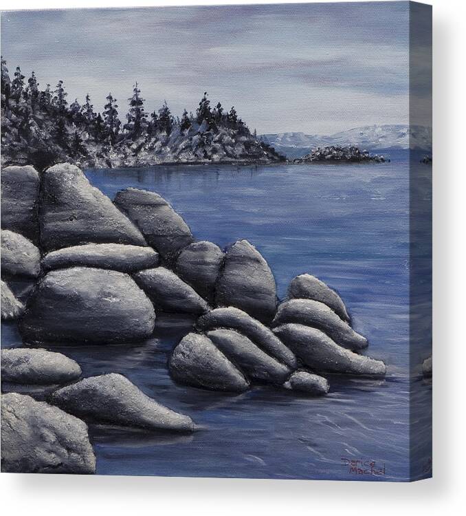 Landscape Canvas Print featuring the painting Tahoe Rocks by Darice Machel McGuire
