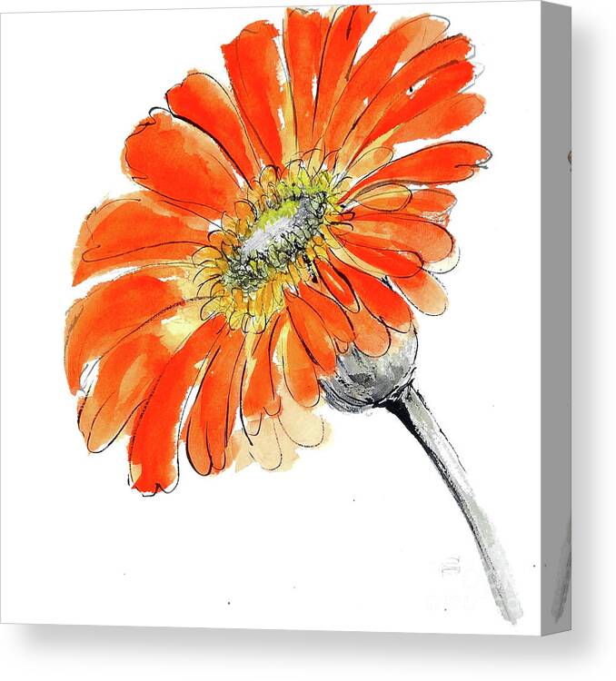 Original And Printed Watercolors Canvas Print featuring the painting Tangerine Grey II by Chris Paschke