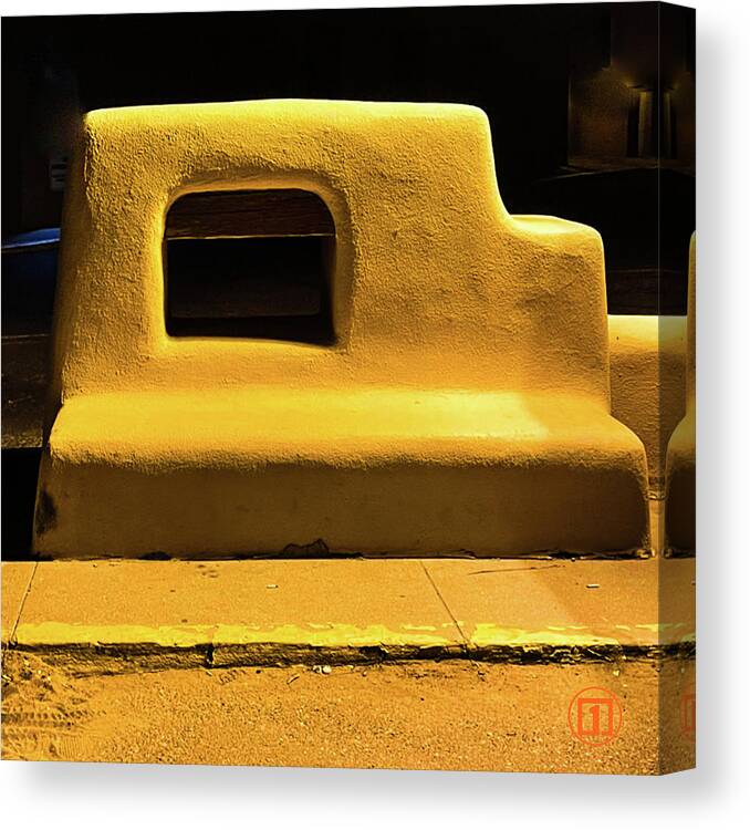 Bus Stop Canvas Print featuring the photograph Taos Bus Stop by Grey Coopre