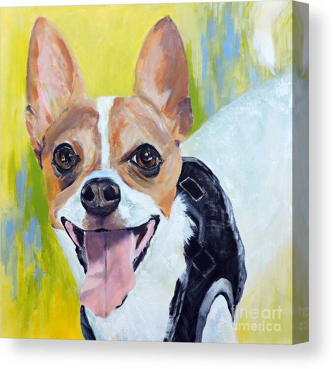 Dog Canvas Print featuring the painting Teo by Jodie Marie Anne Richardson Traugott     aka jm-ART