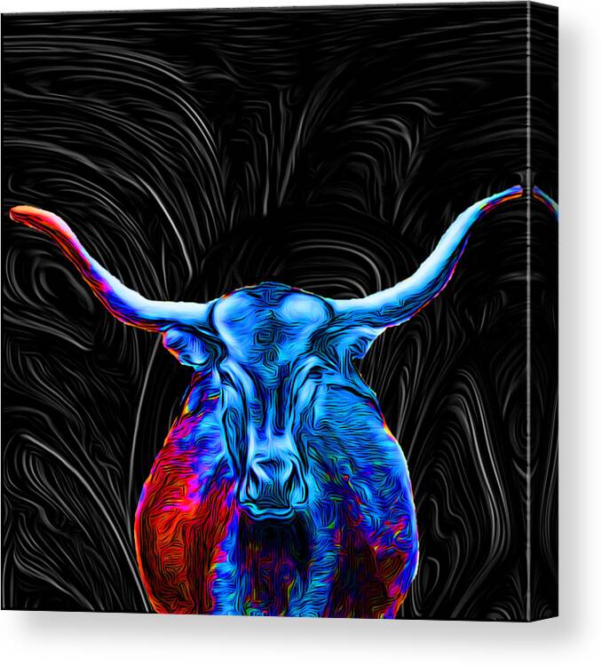 Abstract Canvas Print featuring the digital art Texas Longhorn - Abstract by Ronald Mills