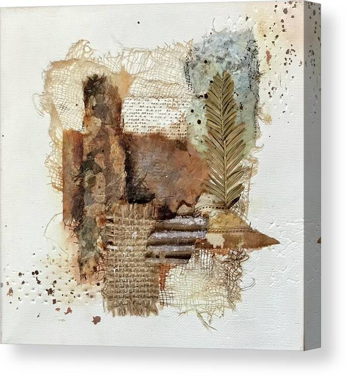 Mixed Media Canvas Print featuring the painting Rustic collage combining multiple natural elements #1 by Diane Fujimoto