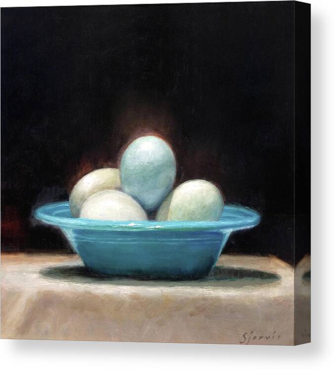 Egg Canvas Print featuring the painting The Blue Egg by Susan N Jarvis