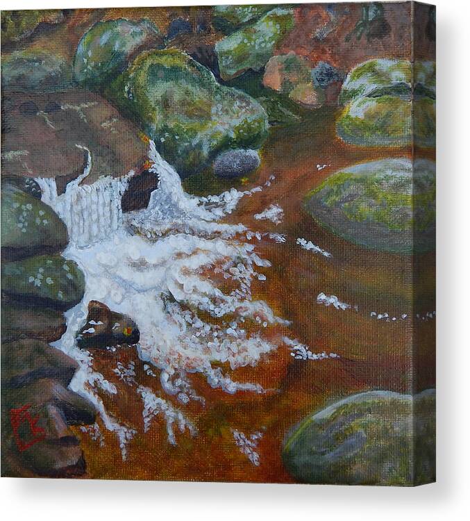 Mountain Stream Canvas Print featuring the painting The Cool Pool by Mike Kling