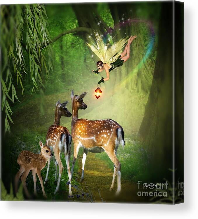 Fairy Canvas Print featuring the mixed media The Fairy of the Forest by Morag Bates