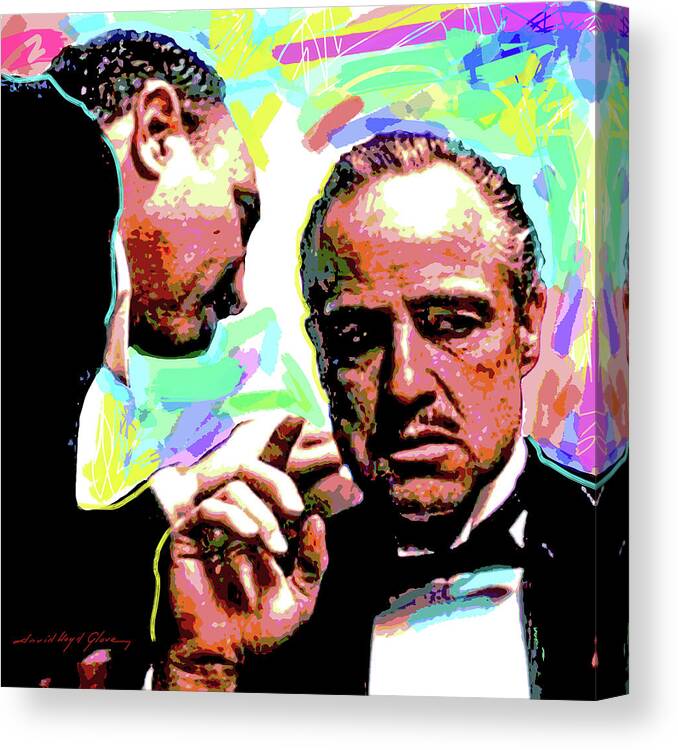 Movie Stars Canvas Print featuring the painting The Godfather - Marlon Brando by David Lloyd Glover
