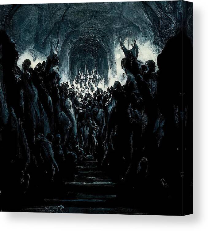 Pandemonium Canvas Print featuring the painting The Great Pandemonium, 06 by AM FineArtPrints