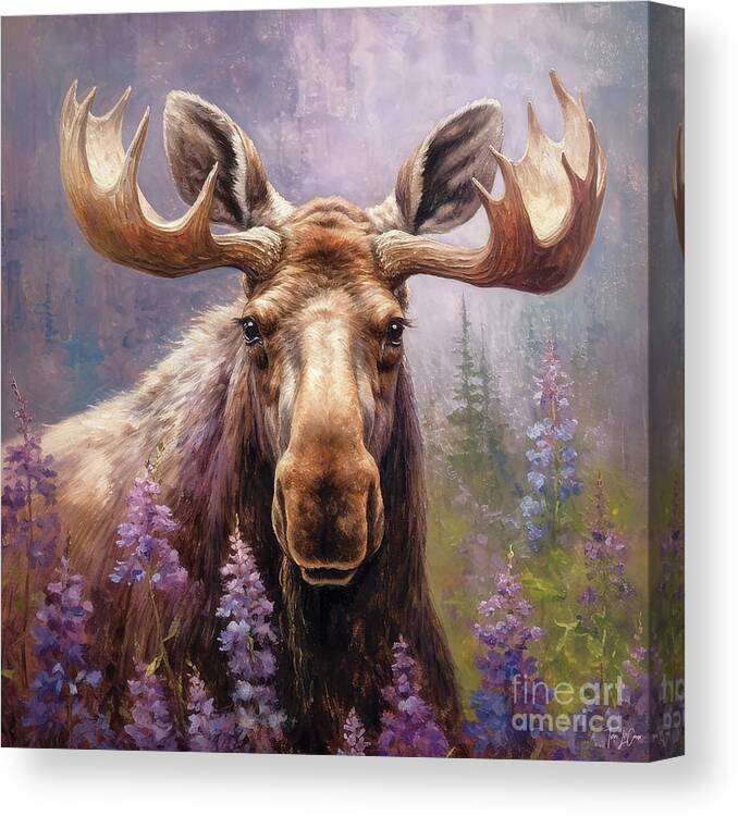 Moose Canvas Print featuring the painting The Happy Moose by Tina LeCour