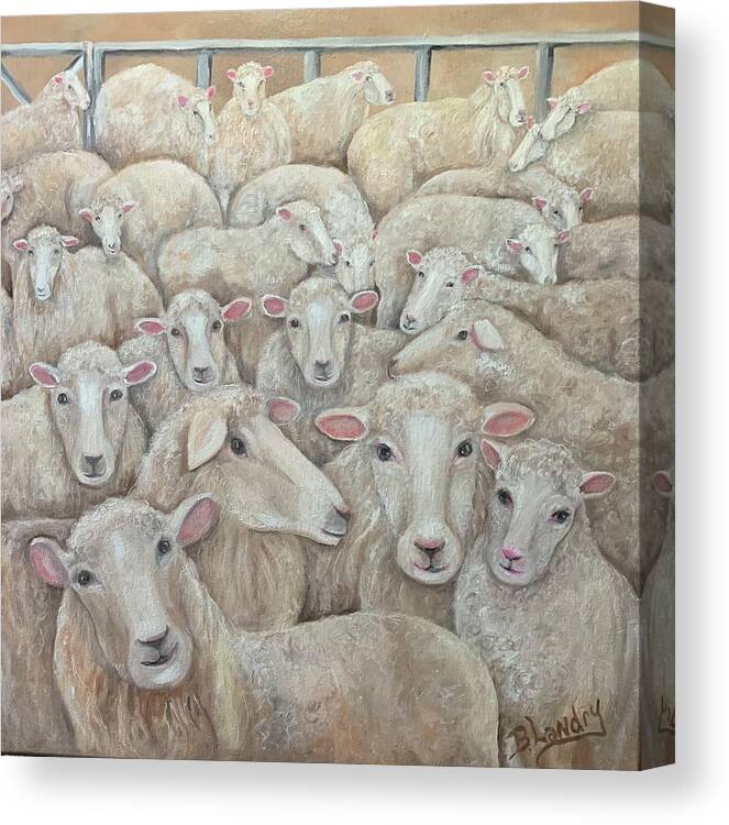 Oil Canvas Print featuring the painting The Herd by Barbara Landry