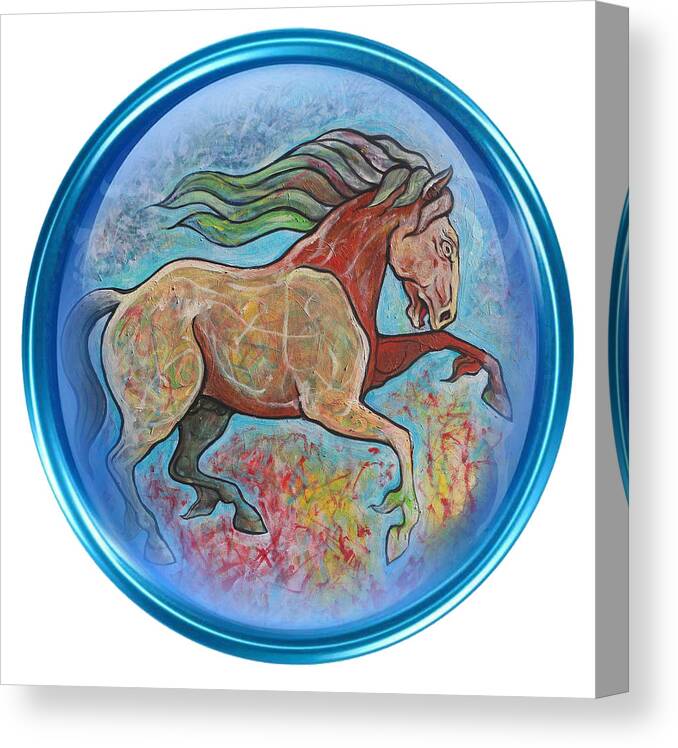 The Horse Canvas Print featuring the painting the Horse by Tom Dashnyam Otgontugs