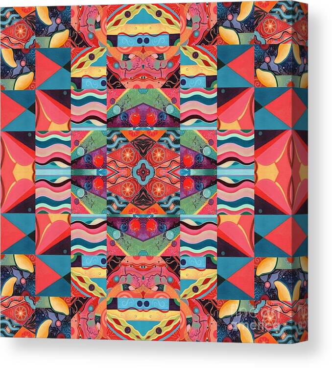 The Joy Of Design Mandala Series Puzzle 8 Arrangement 8 By Helena Tiainen Canvas Print featuring the painting The Joy of Design Mandala Series Puzzle 8 Arrangement 8 by Helena Tiainen