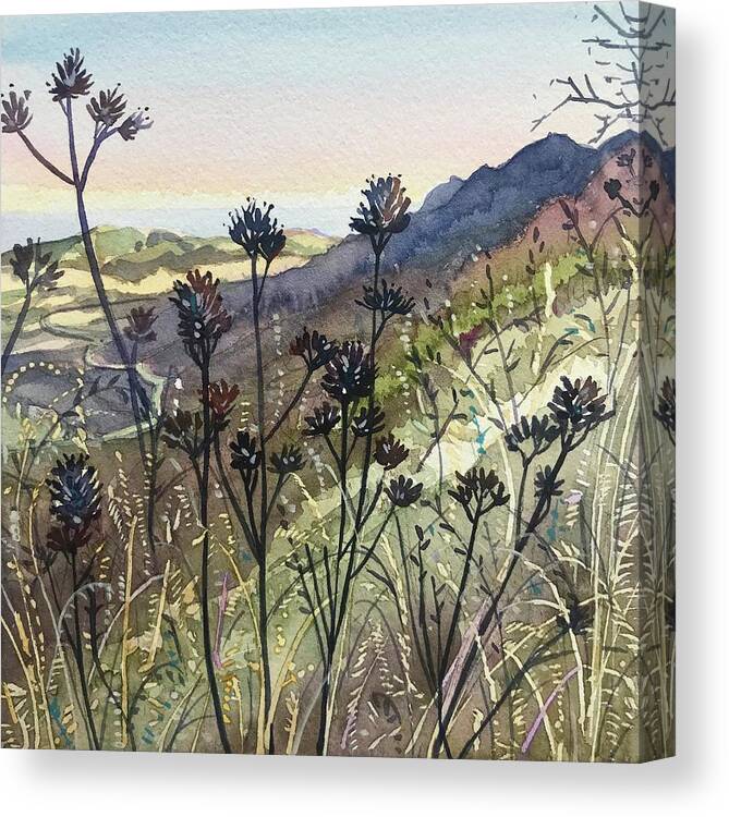 Topanga Canvas Print featuring the painting The Mishe Mockwa Trail Early Evening by Luisa Millicent