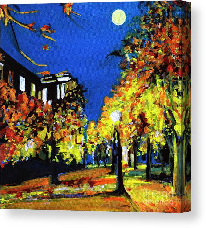 Cityscape Canvas Print featuring the painting The Moon Magic Whispers by Tanya Filichkin