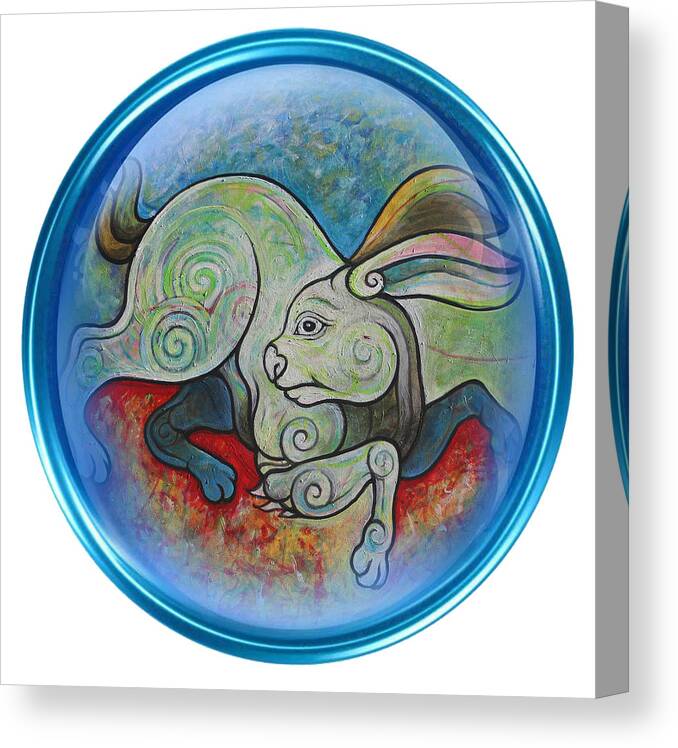 The Rabbit Canvas Print featuring the painting the Rabbit by Tom Dashnyam Otgontugs