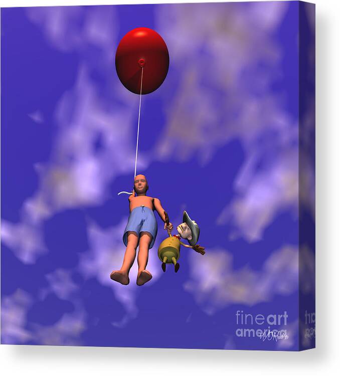 Figures Canvas Print featuring the digital art Up, Up, and Away by Walter Neal