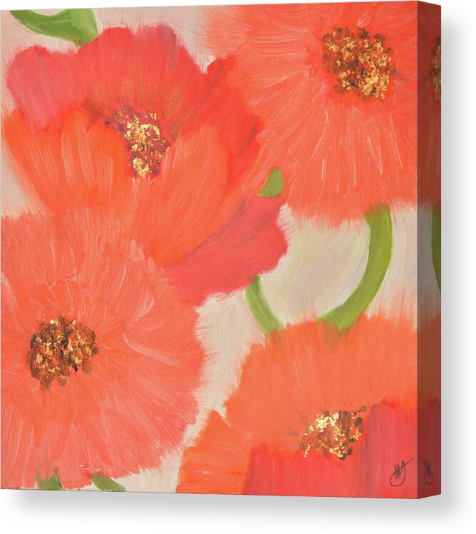 Flowers Canvas Print featuring the painting The Red Flowers by Anita Hummel