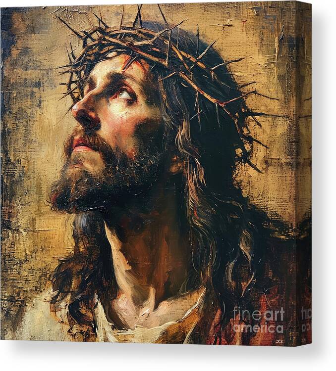 Jesus Christ Canvas Print featuring the painting The Savior by Tina LeCour