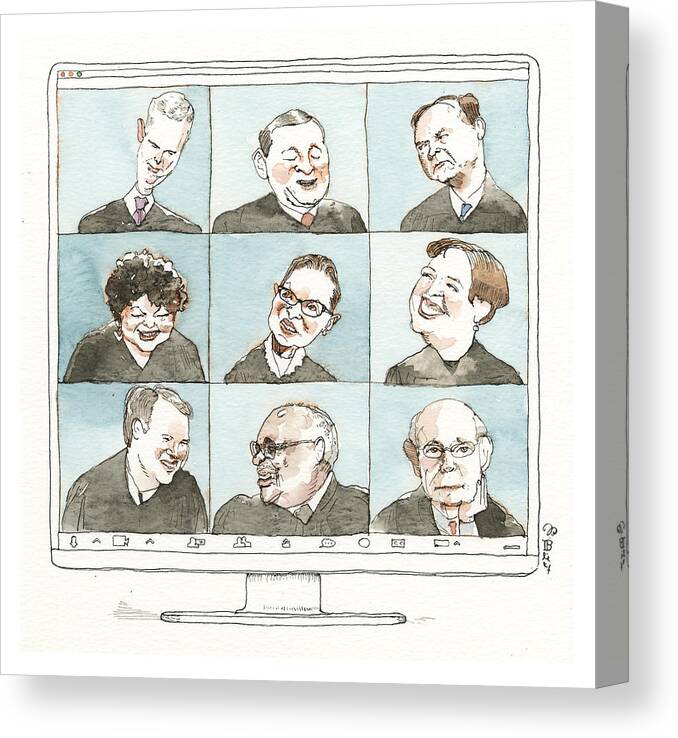 The Supreme Bunch Canvas Print featuring the drawing The Supreme Bunch by Barry Blitt