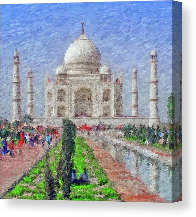Taj Mahal Canvas Print featuring the digital art The Taj Mahal - Impressionist Style by Digital Photographic Arts