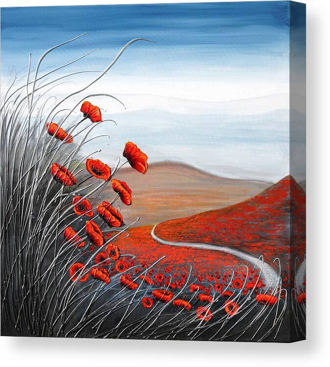 Redpoppies Canvas Print featuring the painting The Walk through the Poppies by Amanda Dagg