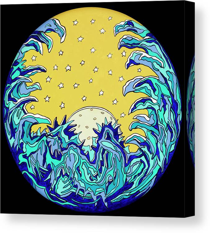 Sun Waves Psychedelic Stars Pop Art Canvas Print featuring the painting The Waving Sun by Mike Stanko