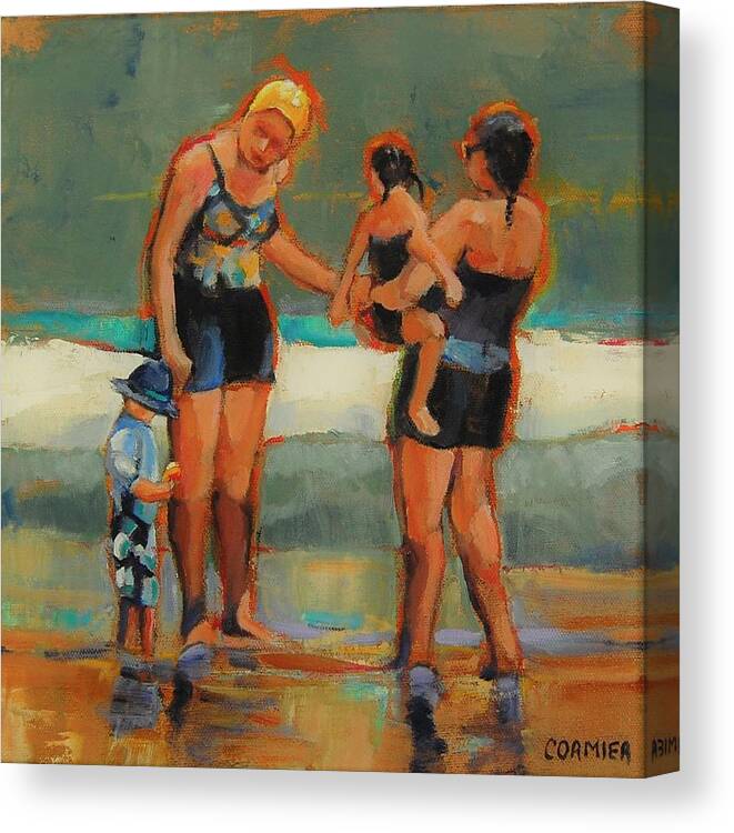 Beach Canvas Print featuring the painting The Yellow Swim Cap by Jean Cormier