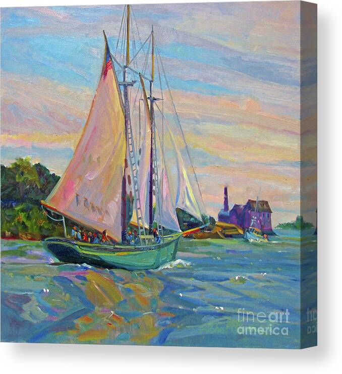 Sailboat Canvas Print featuring the painting Thomas E. Lannon, Gloucester by John McCormick
