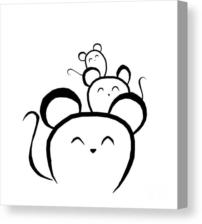 Mice Canvas Print featuring the digital art Three Little Mice by Alice Chen