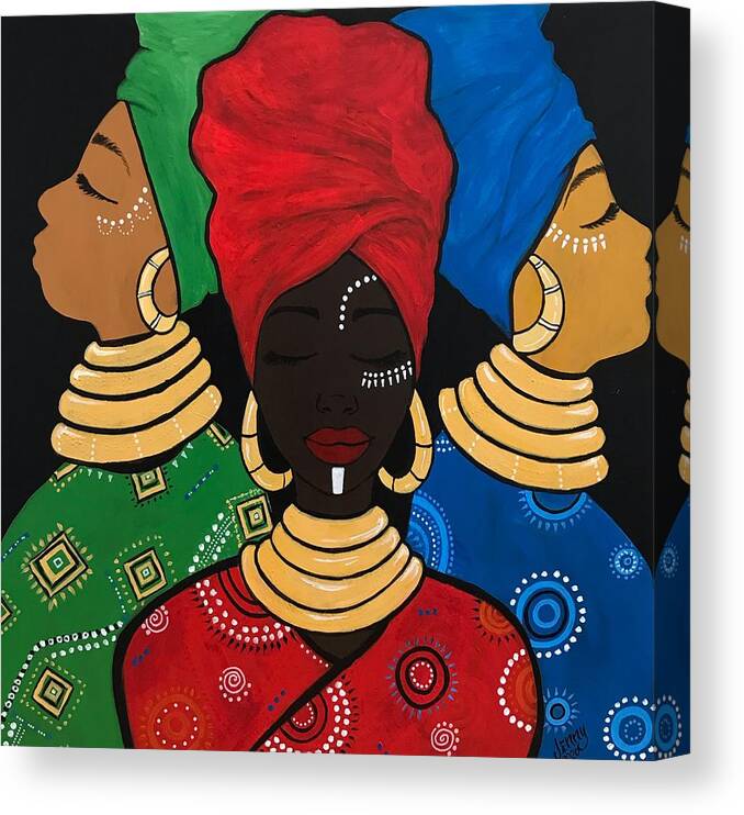Sisters Canvas Print featuring the painting Three sisters by Jenny Pickens