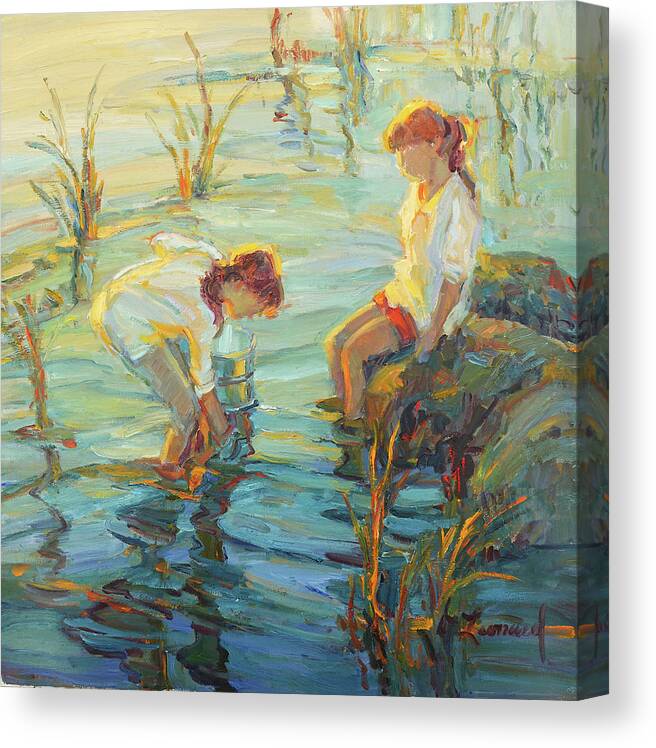 #americanimpressionist Canvas Print featuring the painting Tide Pools by Diane Leonard