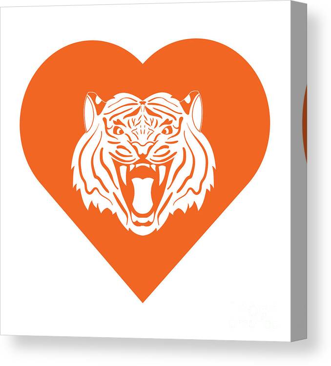 Auburn Canvas Print featuring the digital art Tiger Cares Orange by College Mascot Designs