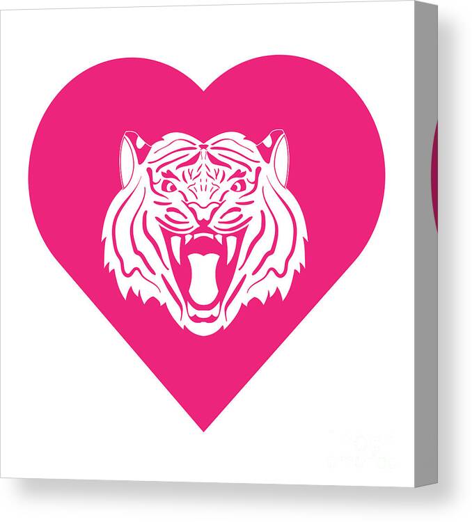 Tiger Canvas Print featuring the digital art Tiger Cares Pink by College Mascot Designs