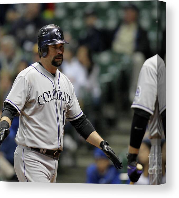 People Canvas Print featuring the photograph Todd Helton and Michael Cuddyer by Mike Mcginnis