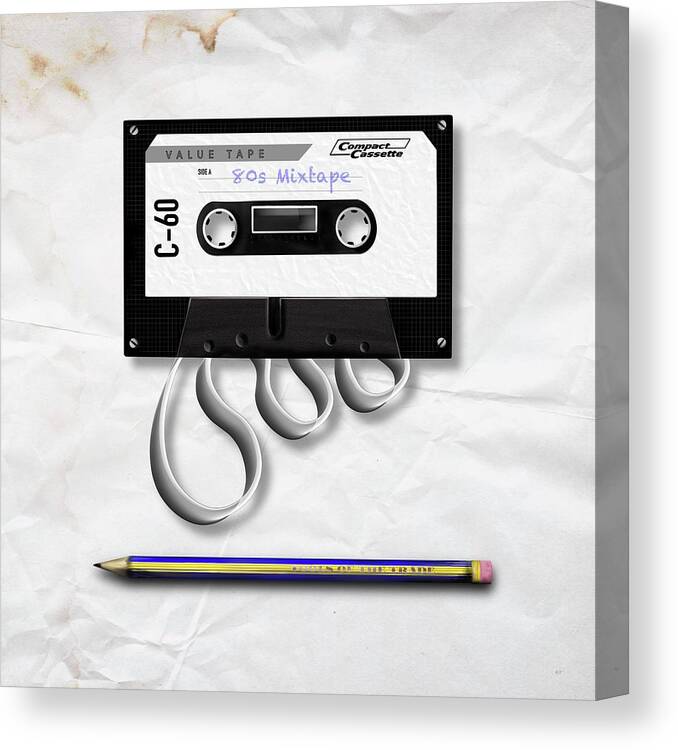 Music Cassette Canvas Print featuring the painting Tools of the Trade by Mark Taylor