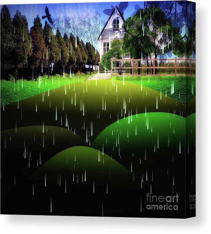 Folk Art Canvas Print featuring the photograph Top Of The Hill In The Rain by Jack Torcello